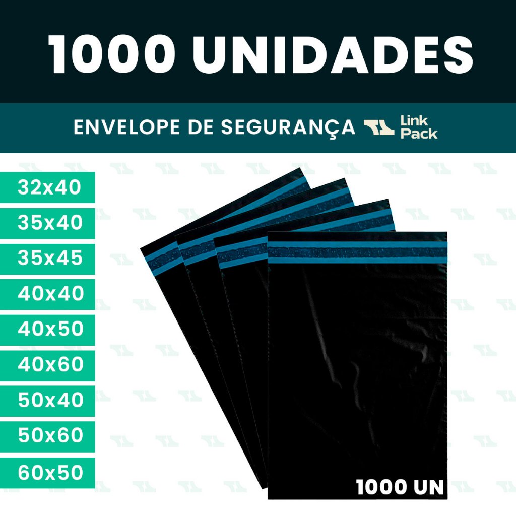 Kit 1000 Envelope de Segurança Embalagem 32x40 35x40 35x45 40x40 40x50 40x60 50x40 50x60 60x50