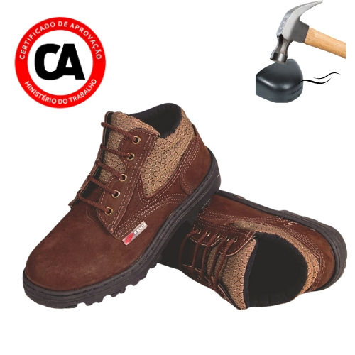 Bota Nobuck Fênix Bico PVC CA Botina de Segurança para Serviço Pesado