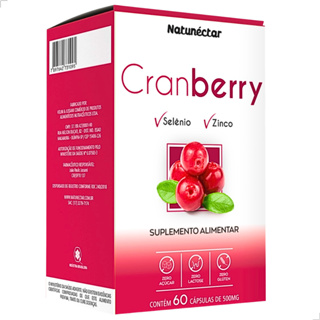 Cranberry Selênio Zinco Extrato 100% Puro Natural Suplemento Alimentar 60 Cáps Natunectar em Oferta na Shopee