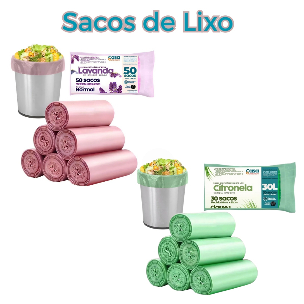 Saco de Lixo Rolo Perfumado Lavanda Citronela Ou Preto Reforçado 10L a 200L em Oferta na Shopee
