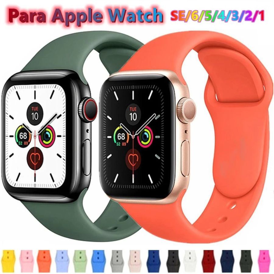 Kit 5 Pulseira Substituível Apple Watch -Silicone Multicolorido