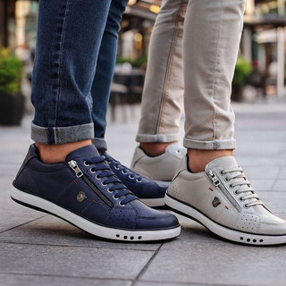 Kit 2 Pares Sapatênis Masculino Tênis Casual Zíper Elástico Conforto Festas Sapato Casamentos Festas