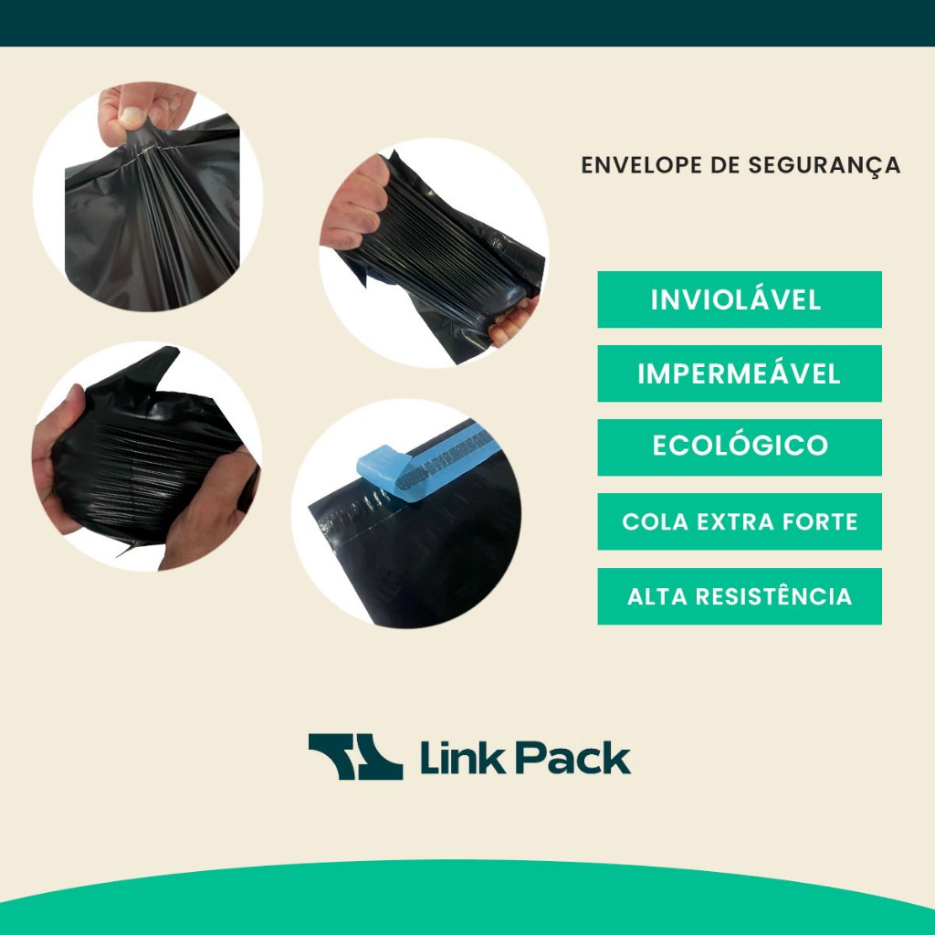 Kit 500 Envelope de Segurança Embalagem 30x45 35x40 35x45 40x40 40x50 40x60 50x40 50x60 60x50 60x60 70x50 70x60 80x60 — imagem 2 de 2