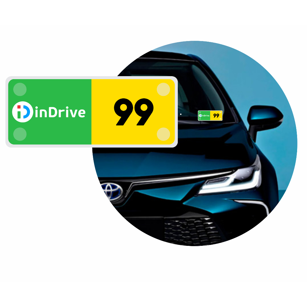 Plaqueta de Identificação Para Motorista de Aplicativo InDrive Uber 99 Com Ventosa 14x5,5cm em Oferta na Shopee