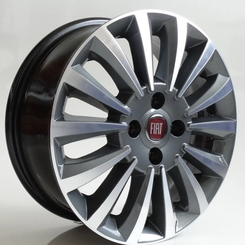 Kit 4 Rodas Aro 15x6,0 4x98 Fiat Linea Absolute Grafite Diamantada Krmai R20