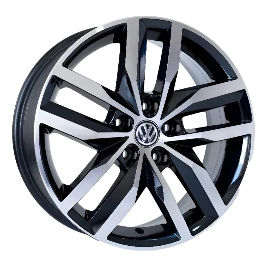 Kit 4 Rodas Aro 17x7,0 5x112 Jetta Polo Tsi Golf Gti Preta Diamantada Krmai R46