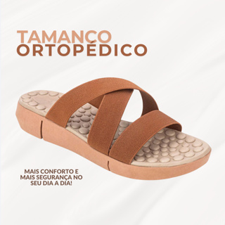 Sandália Ortopédica Feminina Elástico Caramelo ou Preto Tamanho 35 ao 40 em Oferta na Shopee