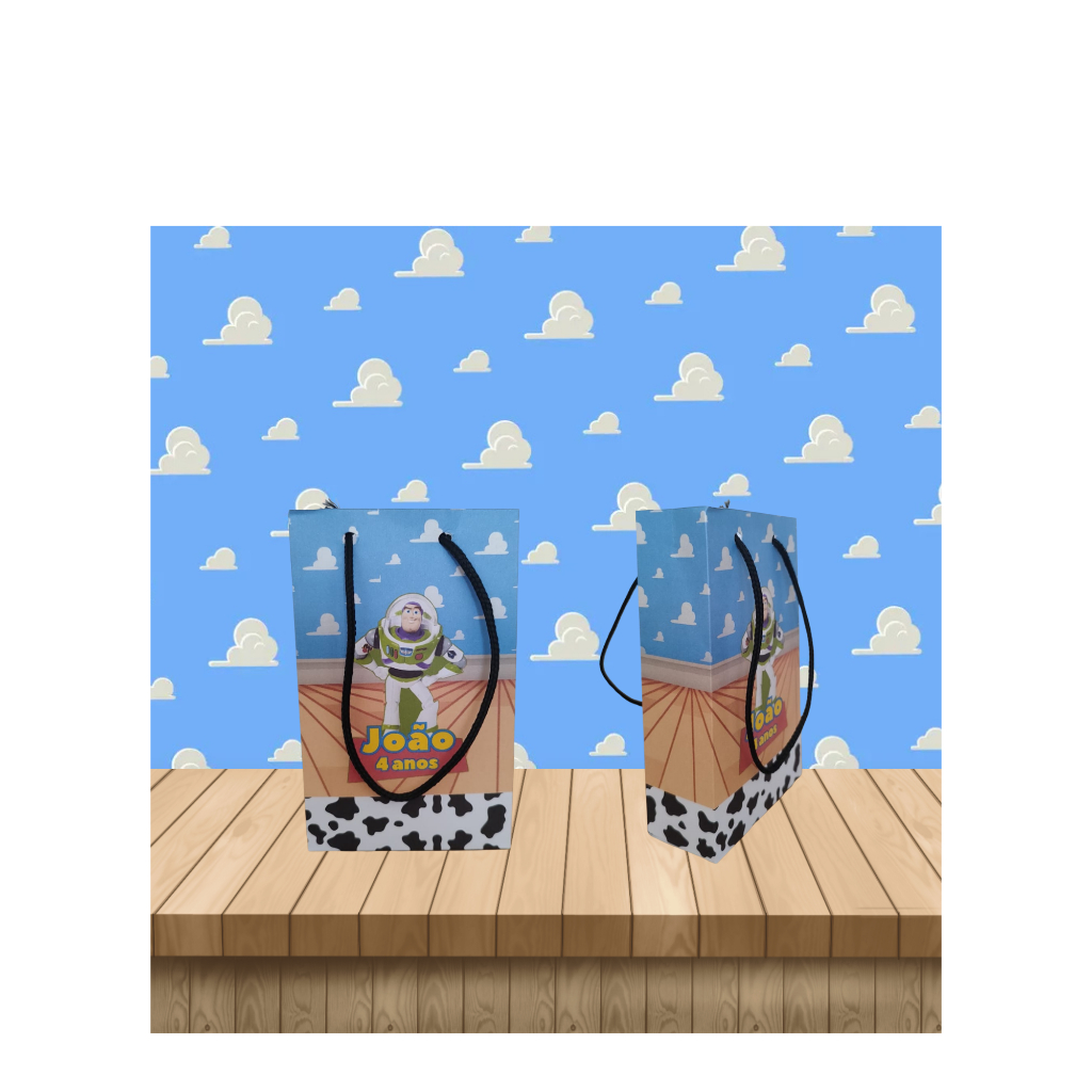 Pegue e Monte -sacolinha surpresa P personalizada tema TOY STORY,aniversário,menino,sacolinha de papel,lembrancinha