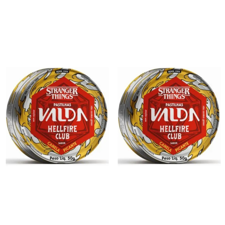 Pastilhas Valda Stranger Things Hellfire Club Canela Picante 50g em Oferta na Shopee