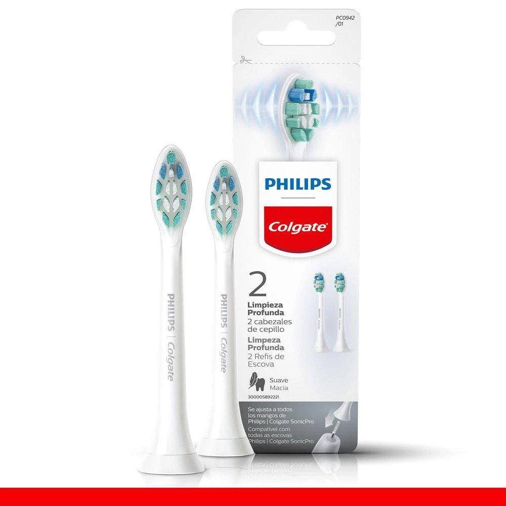 Kit Refil para Escova Dental Elétrica Philips Colgate SonicPro | Kit com 2 Unidades Limpeza Profunda