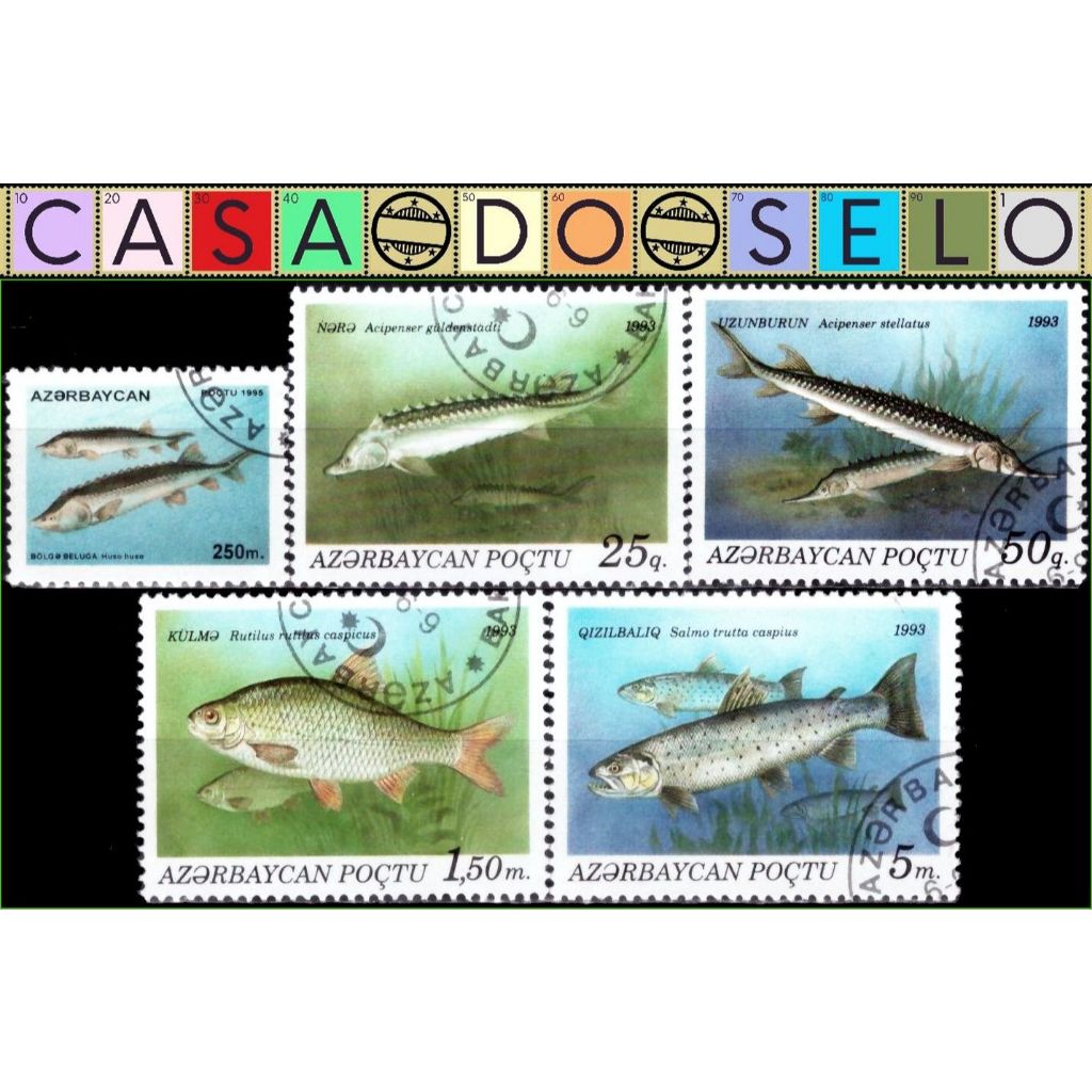 Azerbaijão - Peixes - 1993 e 1995 - Acumulação com 5 selos - C - FR21343
