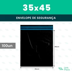 Kit Envelope de Segurança 35x45 Preto 100 Unidades Saco Plástico Correios