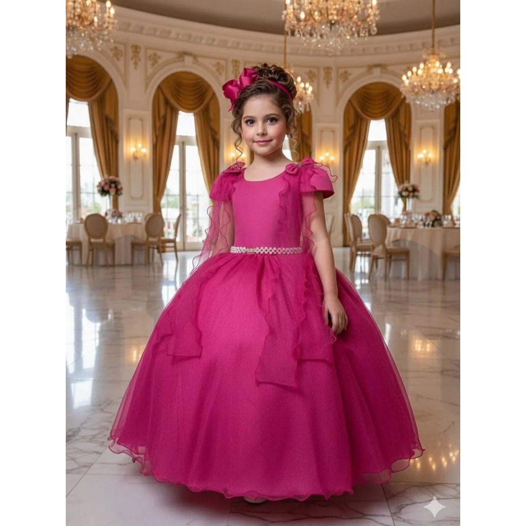 vestido daminha formatura infantil florista pink rosa em Oferta na Shopee
