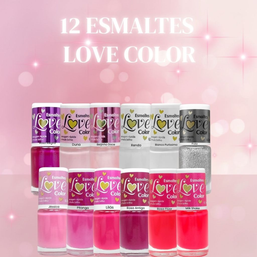 Kit 12 Esmaltes Love Color Tons De Rosa Escuros E Claros Branquinhos Madrinhas Manicure Tendências em Oferta na Shopee
