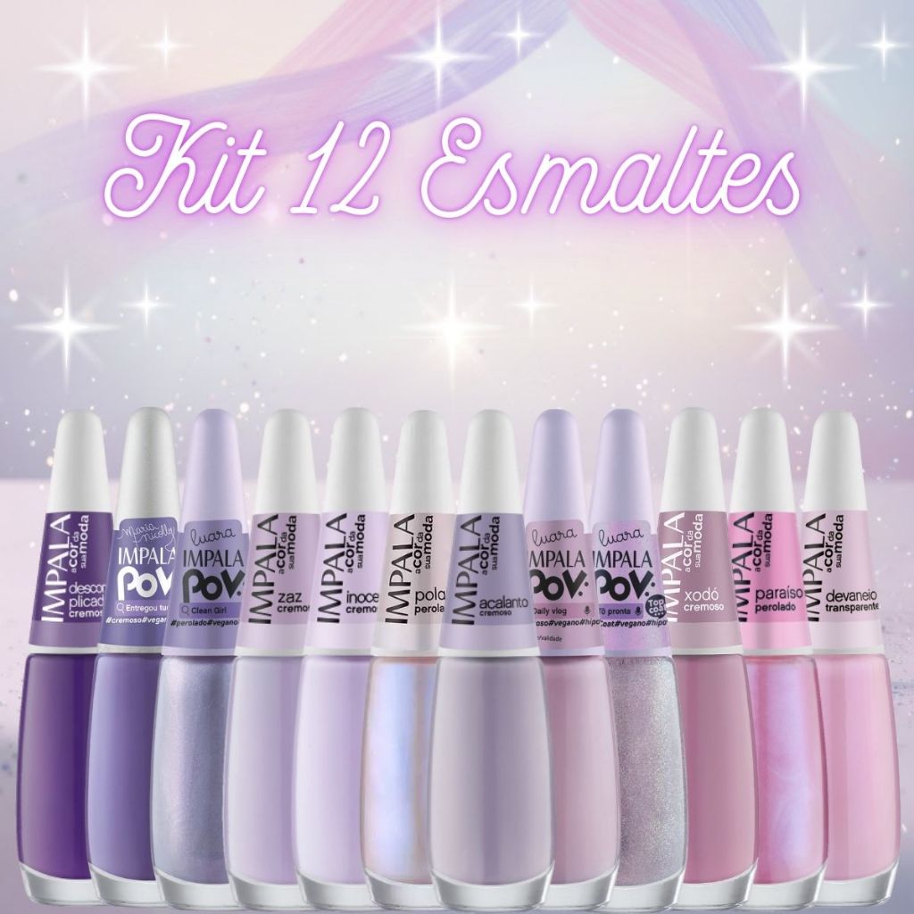 Kit 12 Esmaltes Impla Cremosos Perolado Glitter Lilás Roxo Manicures Tendência Atacado Moda Madrinha em Oferta na Shopee