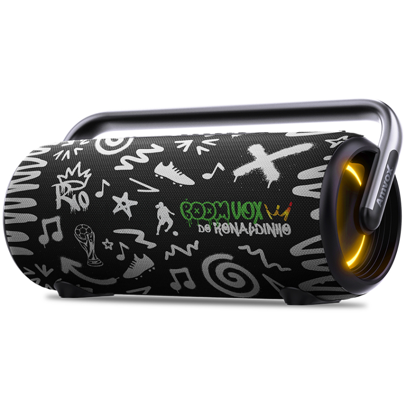 Caixa de Som Amvox Boombox ACA 610 BoomVox Ronaldinho Grafite 610W Até 12h bateria Bluetooth a Prova D’água em Oferta na Shopee