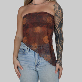 ASSIMÉTRICO STRAPLESS TOP CROP TRANSPARENTE TUBE TOP AITONA em Oferta na Shopee