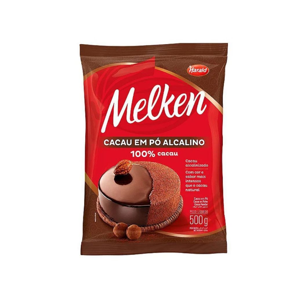 Cacau em Pó Alcalino Melken 100% Cacau 500g - Harald em Oferta na Shopee