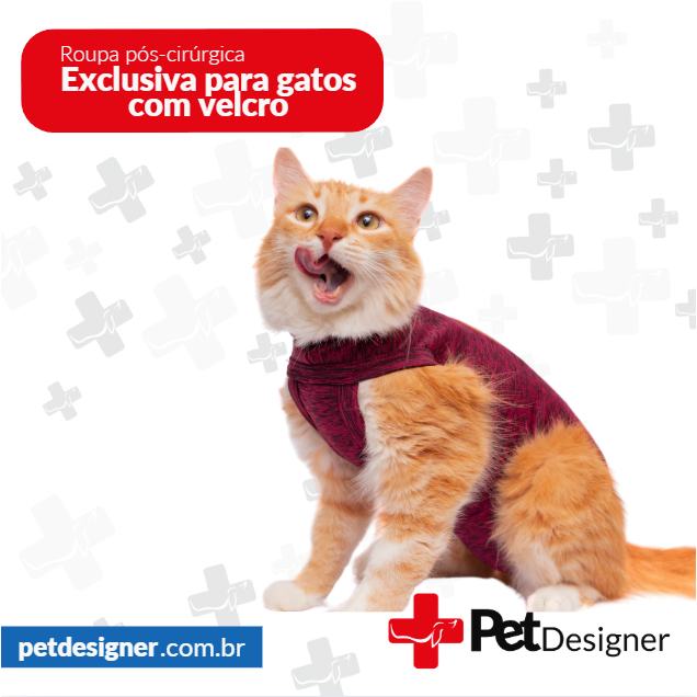 Roupa pós cirúrgica para gatos com velcro - TAM 00 ao 5 - Pet Designer