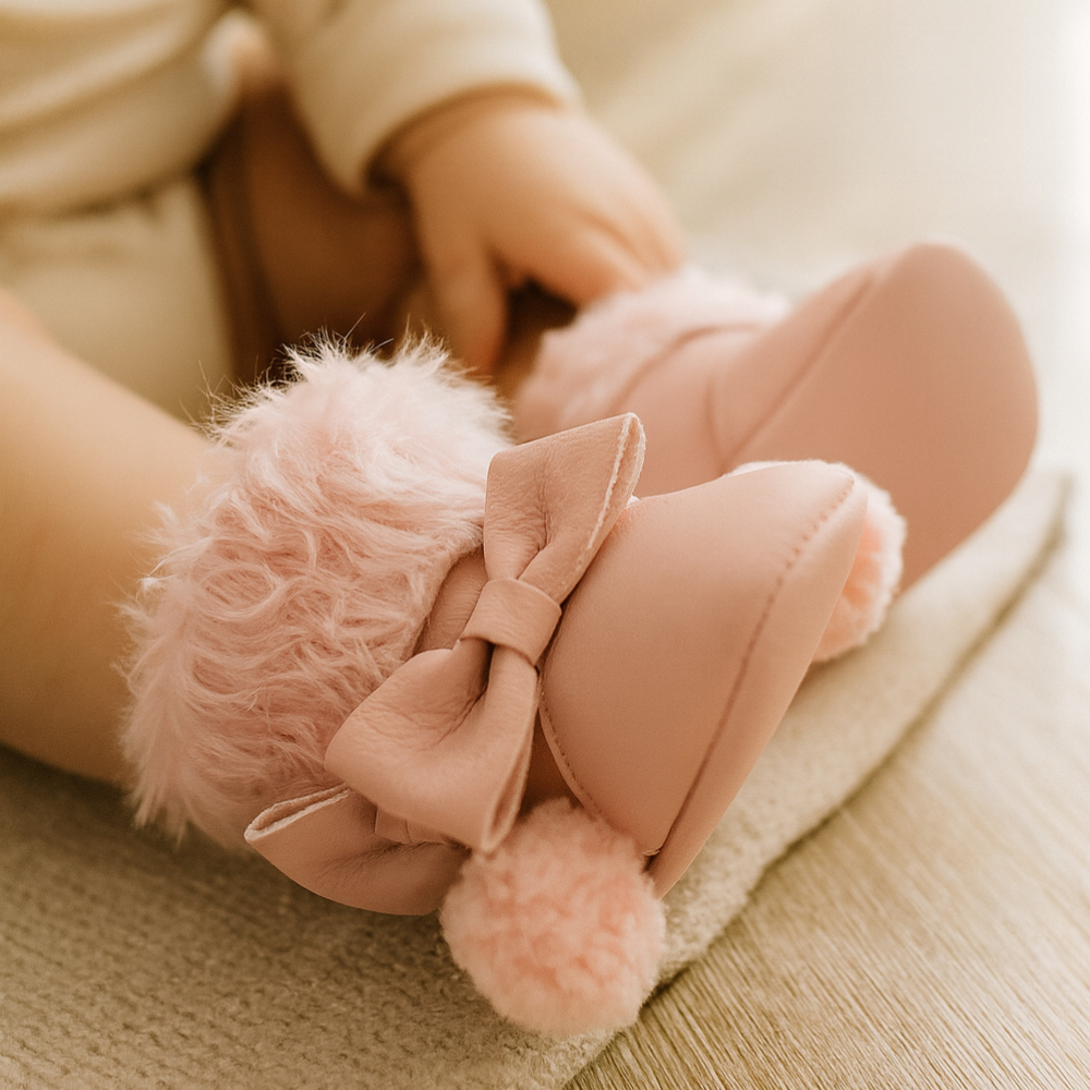 Bota Bebê até 1 ano Menina Rosa Confortável Macia Inverno Presente Black Friday