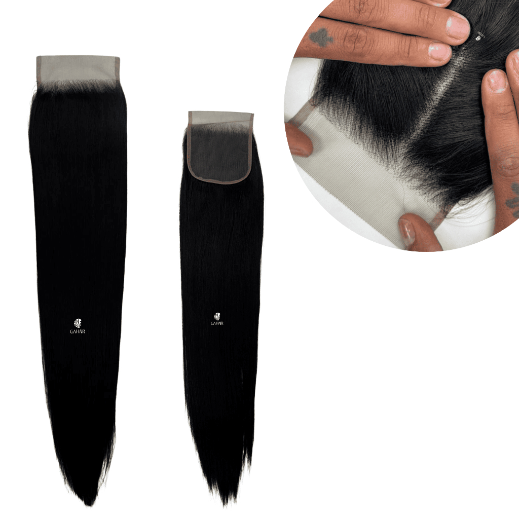 Kit 2 Apliques Top Clousure - Topo De Cabeça Lace Weng Protese Lisa 70Gr Com O Acabamento Natural