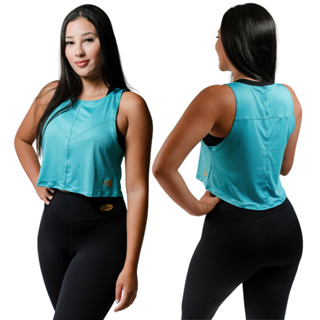 Regata Cropped Fitness Feminina Nadador Furadinha Corrida Treino Academia em Oferta na Shopee