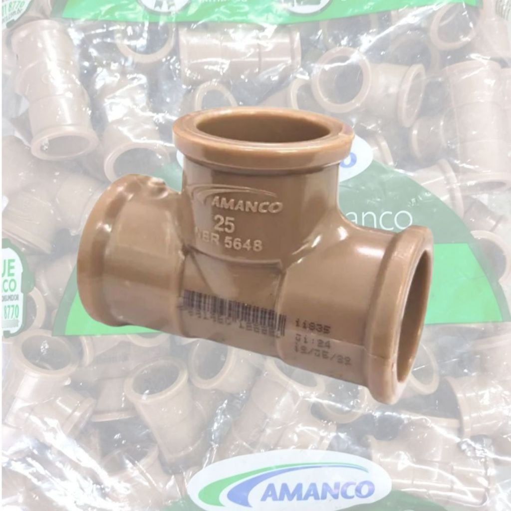 Te 25mm 3/4 Tee Soldavel Pvc Marrom Emenda Tubo Amanco