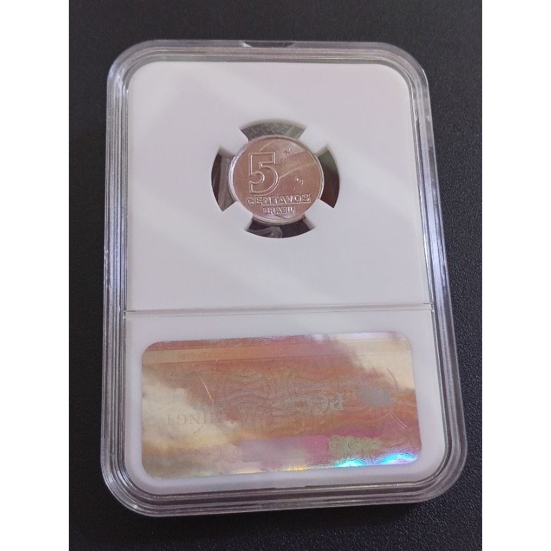 Moeda Brasil - Cruzado novo - 5 centavos 1990 no acrílico FC