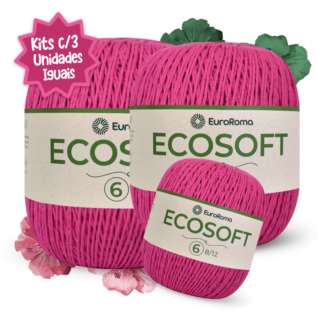 Kit c/ 3 Barbante EuroRoma Ecosoft 6 452m 422g Cores Iguais