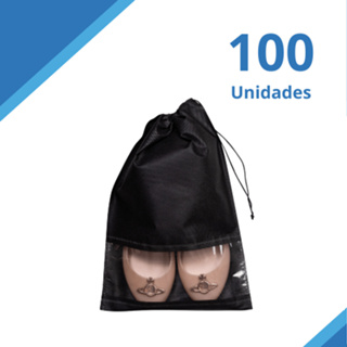 Kit 100 Unid Sacos para Sapato com Visor - Em TNT Liso, 27x37cm + BRINDE em Oferta na Shopee