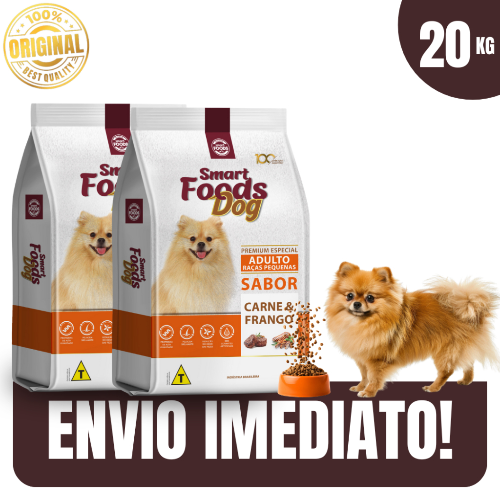 ração p/caes de raça pequena sabor carne Alimento Seco Canino Adulto Ômegas 3 e 6- Envio Imediato em Oferta na Shopee