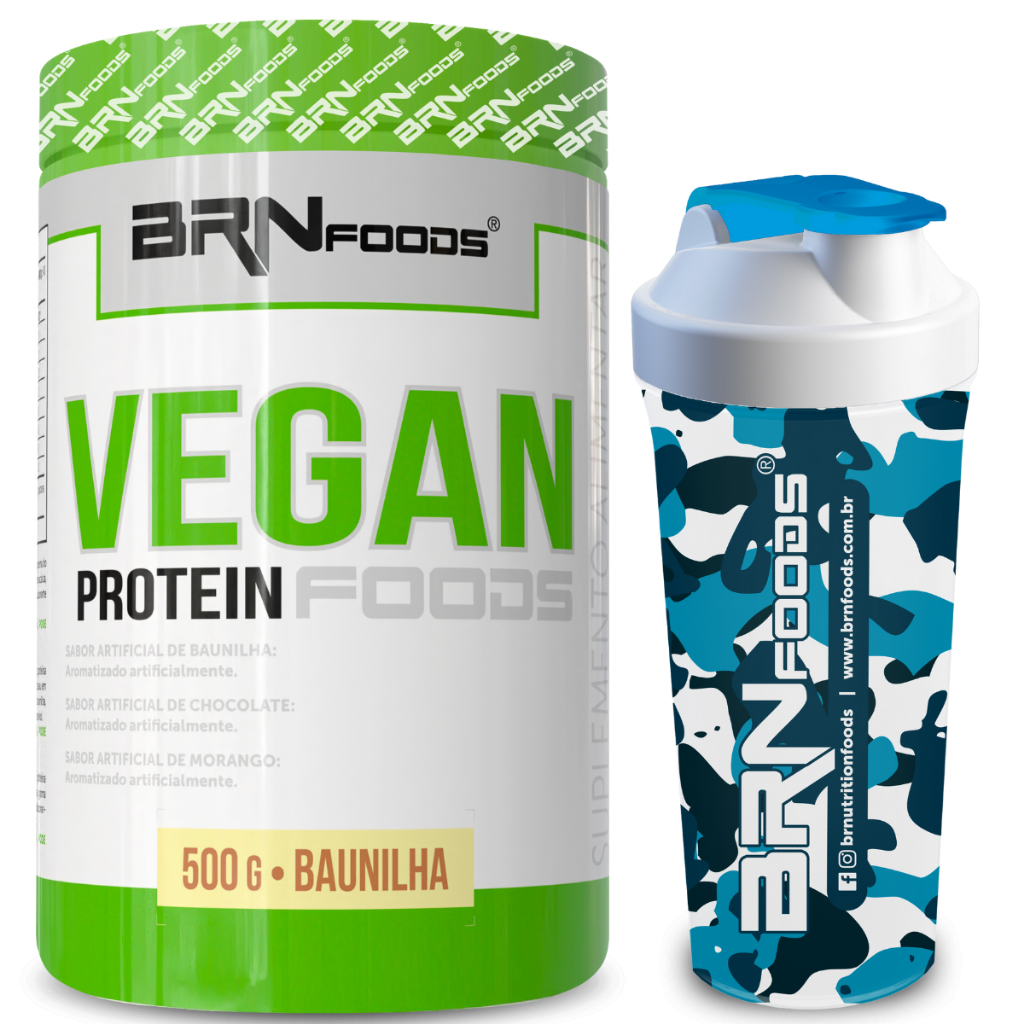 Kit Proteina Vegana Vegan Protein 500g + Coqueteleira - BRN Foods em Oferta na Shopee