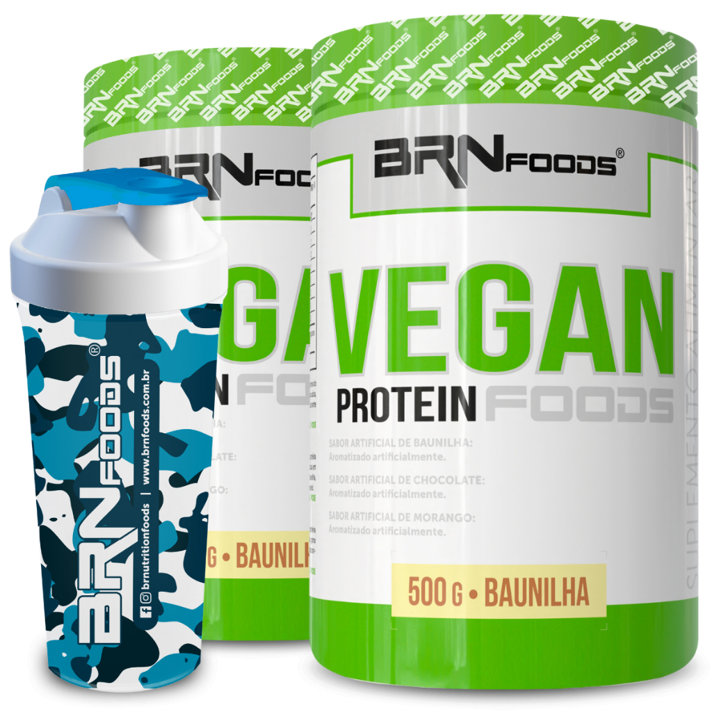Kit 2x Proteina Vegana Vegan Protein 500g + Coqueteleira 600ml - BRN Foods em Oferta na Shopee