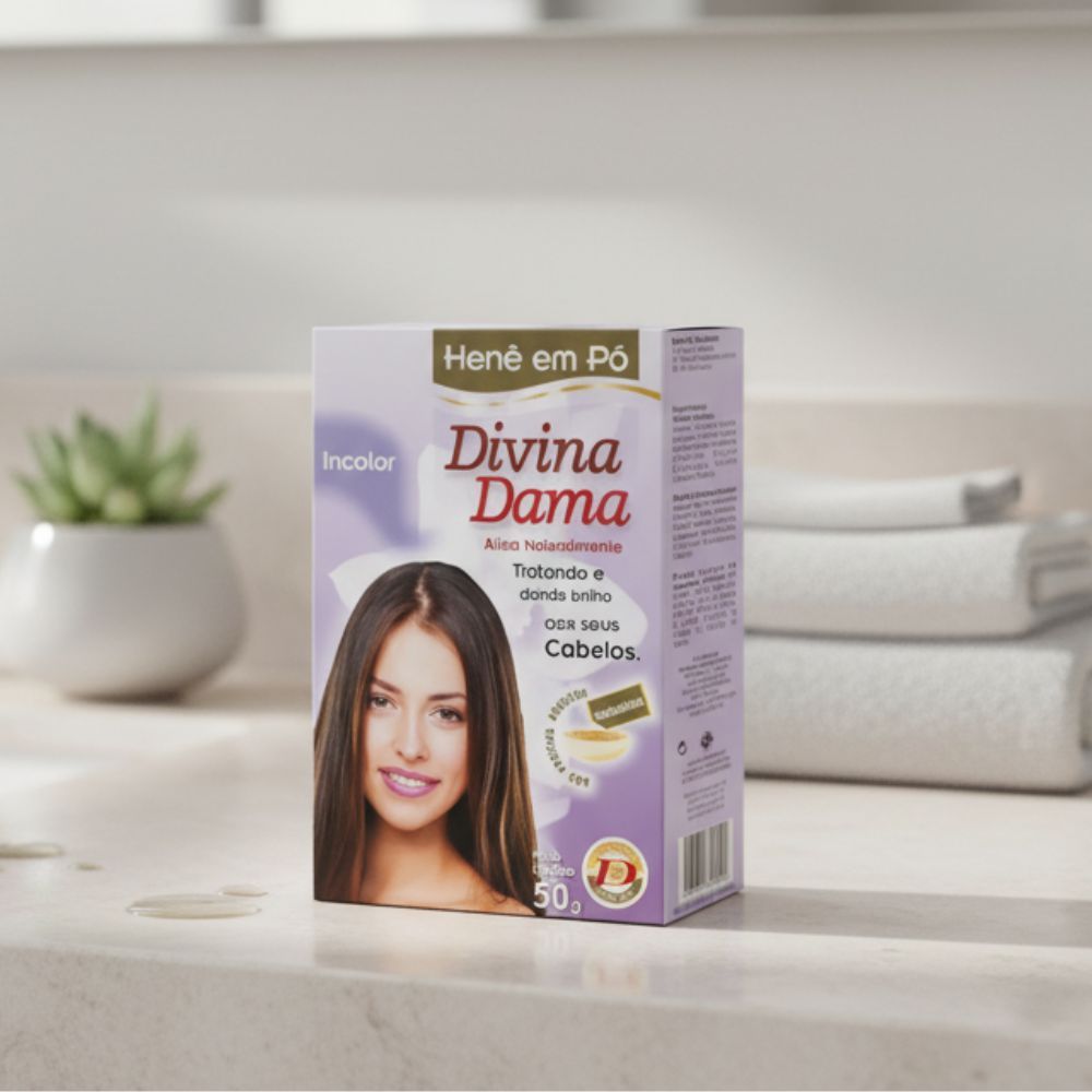 Henê Pó Incolor Divina Dama 50g Cabelo Brilho Natural Hidrata Fortalecimento Fios