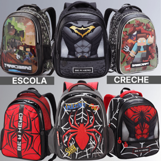 Mochila Escolar Infantil Menino Homem Aranha Minecraft Bolsa de Costas Grande Masculina Criança em Oferta na Shopee