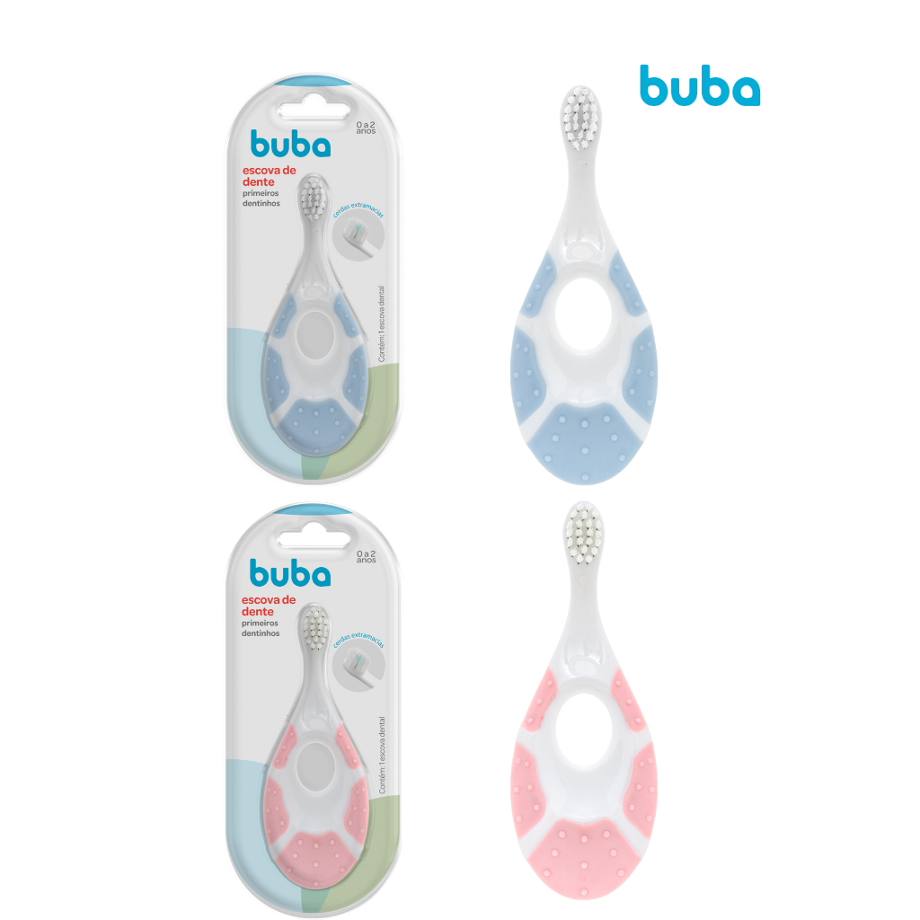 Escova Dental Buba Higiene Bucal Bebê Massageador Gengiva Primeiros Dentinhos Bebe 0 a 2 Anos