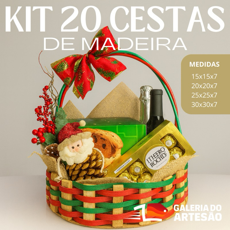 kit 20 Cestas Sintéticas com 15/20/25/30 centímetros - natal|presentes|enfeite