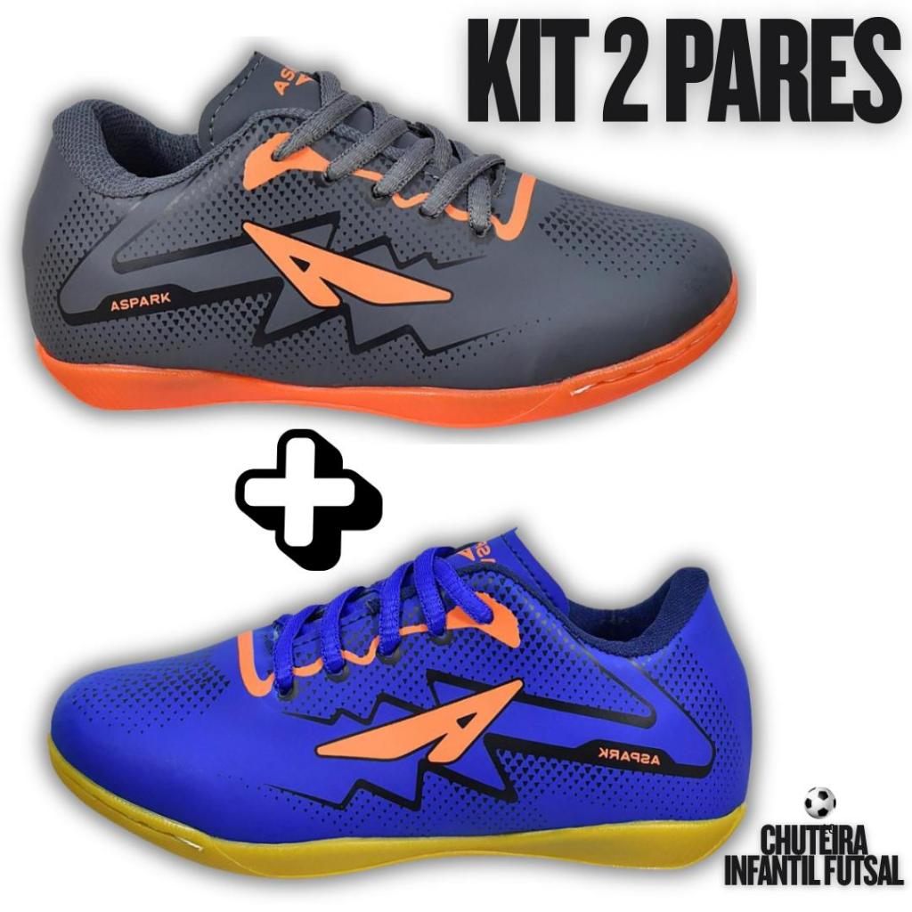 2 Pares Chuteira Futsal Infantil Masculino Tênis Futebol Envio Imediato Leve e Macia Quadra Criança