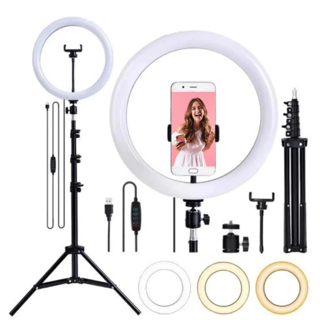 Ring Light 10 Polegadas 30cm Tripé 2,1m LED Iluminador Fotografia e Vídeo