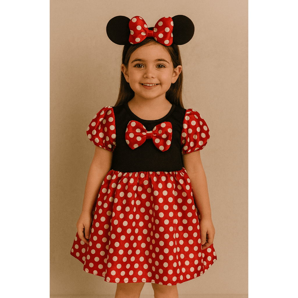 Fantasia Vestido Minnie Vemelha Cosplay Infantil Promoção Carnaval Festas