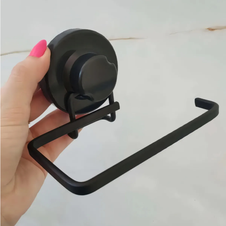 Suporte Porta Papel Higiênico Com Ventosa Faciliti - Cromado - Preto em Oferta na Shopee