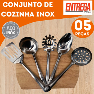 Concha Feijão, Colher Arroz Grande, Espátula Vazada,Pegadora Macarrão  Massa E Escumadeira Kit Inox Cozinha, Restaurante em Oferta na Shopee