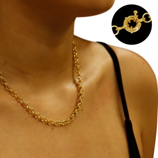 Colar Feminino de Moeda Antiga Banhado a Ouro 18k - Elo Português 4mm em Oferta na Shopee