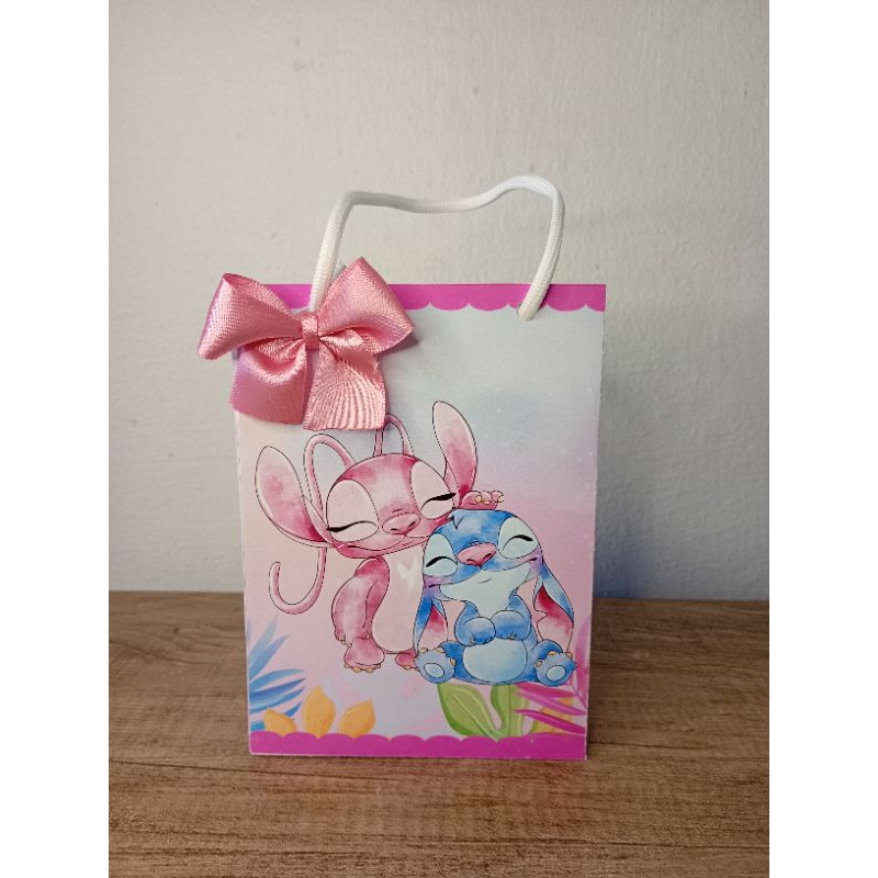 Sacolinha Stitch e Ange Personalizada - Lembrancinha Stitch e Angel - Sacolinha Surpresa