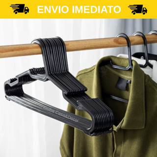 Kit 10 a 50 Cabides para roupas cabide acrílico preto organizador de guarda roupa Closet  pronta entrega em Oferta na Shopee