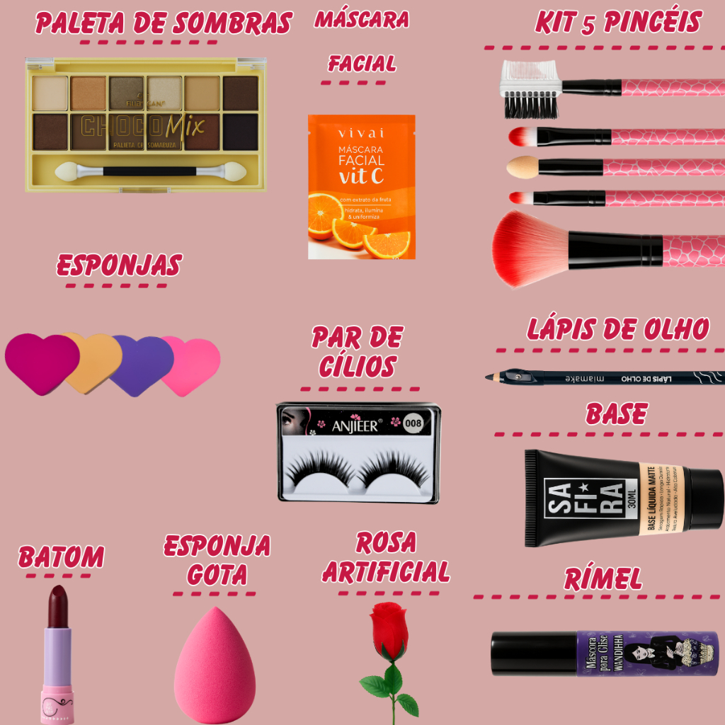 Maquiagem Completa E Bolsa Presente Namorada Mulher Make Top Linda