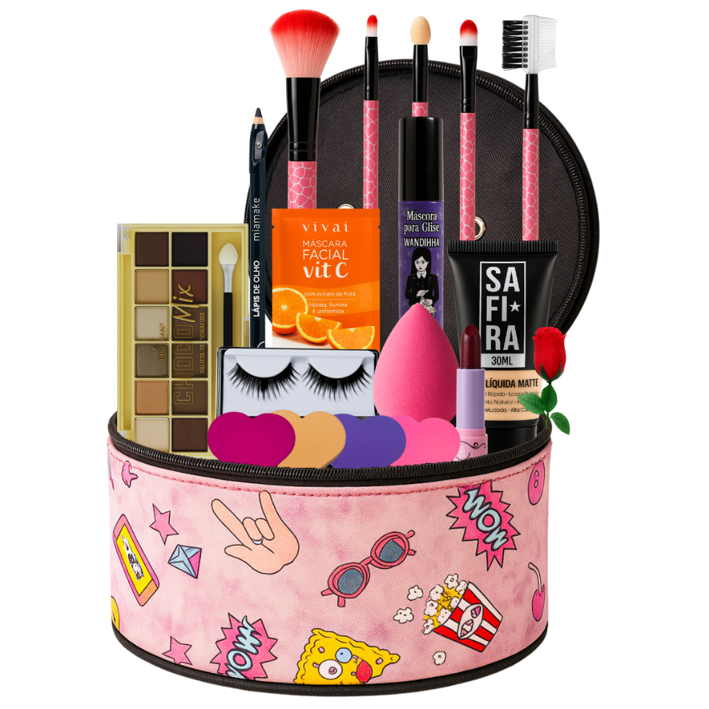 Maquiagem Completa E Bolsa Presente Namorada Mulher Make Top Linda em Oferta na Shopee