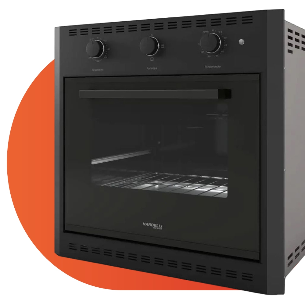 Imagem Forno Elétrico De Embutir Nardelli E60 Luz interna e Função Grill 60Litros Preto 127V