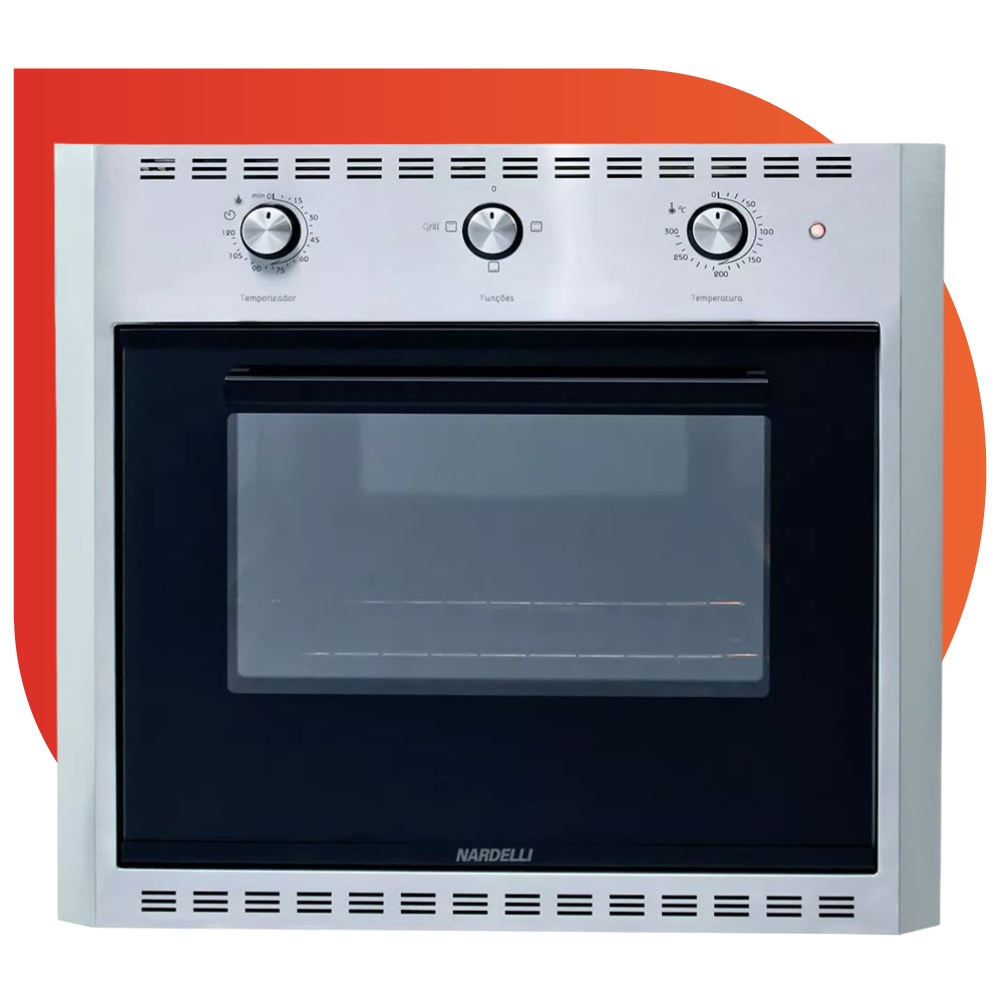 Forno Elétrico De Embutir Nardelli E60 Luz interna e Função Grill 60Litros Inox 220V em Oferta na Shopee