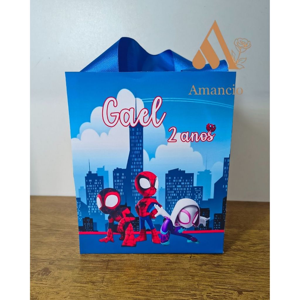 SACOLINHA Homem Aranha Personalizado (P) | Sacolinha P | Lembrancinha | Mimos | Aniversário Homem Aranha e seus Amigos